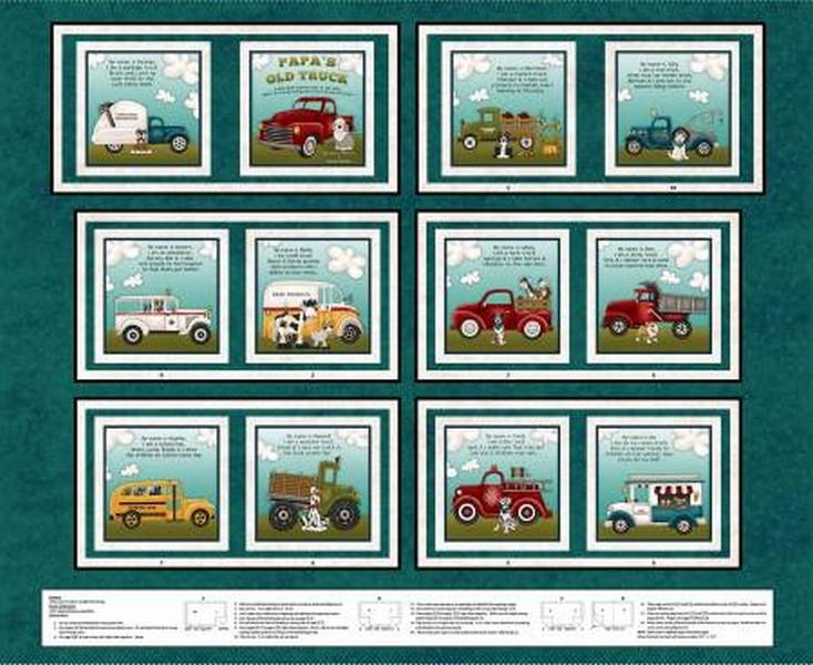 Papas Old Truck Book Panel by Henry Glass & Co. available in Canada at The Quilt Store 