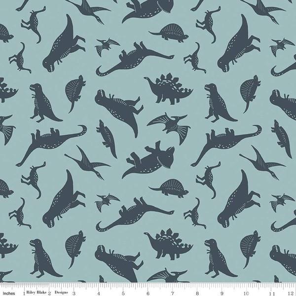 Fossil Rim Dinos Blue Flannel by Deena Rutter for Riley Blake available in Canada at The Quilt Store