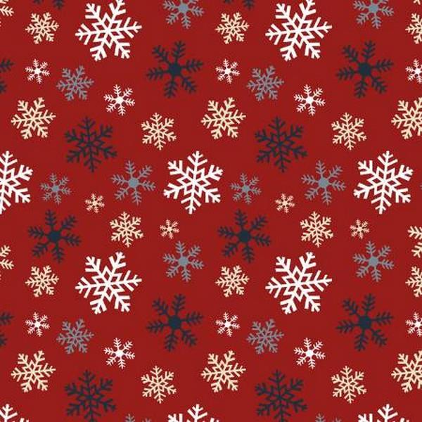 Snowflakes Flannel Red