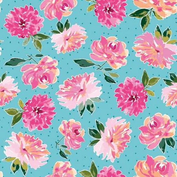 Lucy June Small Floral Aqua available in Canada at The Quilt Store
