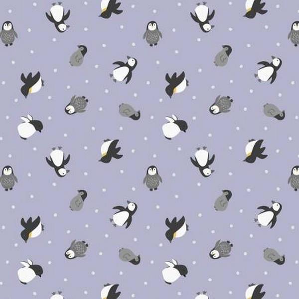 Small Things Penguins Iced Lilac by Lewis & Irene available in Canada at The Quilt Store
