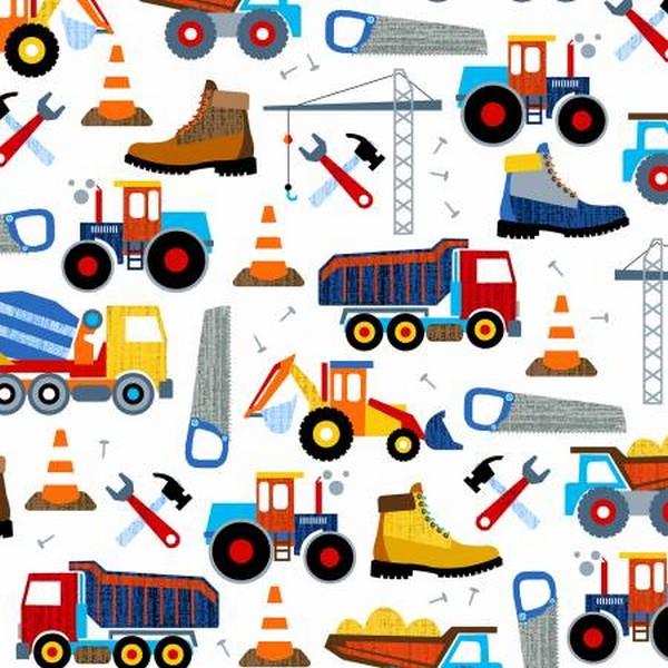 Work Zone Construction Equipment by Whistler Studios for Windham Fabrics available in Canada at The Quilt Store