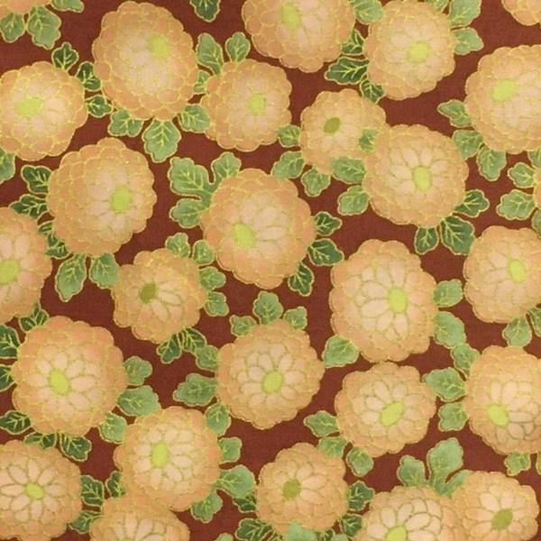 Exotic Garden Red/ Orange Flower Gold Metallic available in Canada at The Quilt Store