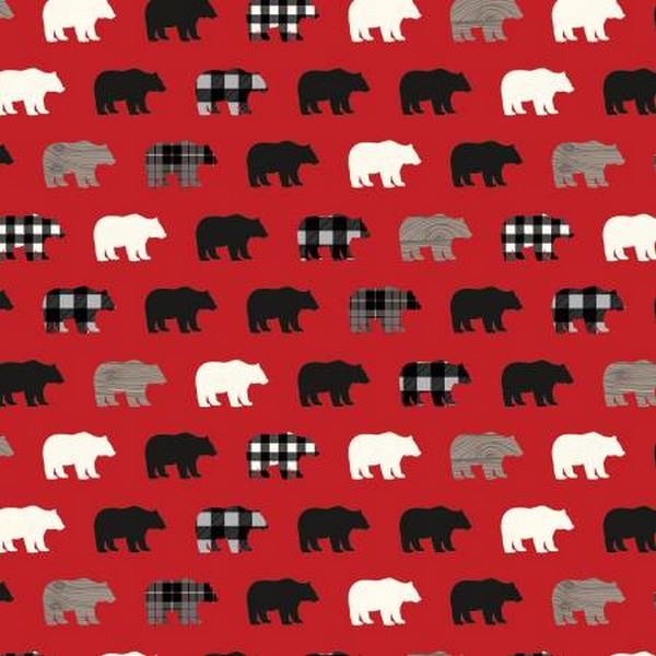 Wild at Heart Bears Flannel Red by Riley Blake Designs available in Canada at The Quilt Store