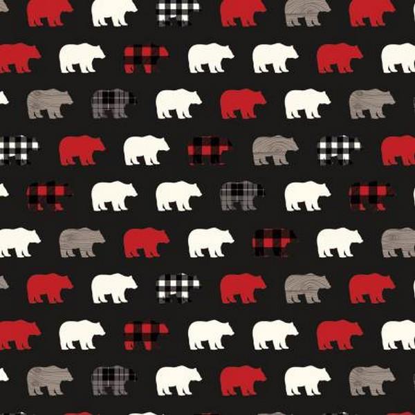 Wild at Heart Bears Flannel Black by Riley Blake Designs available in Canada at The Quilt Store