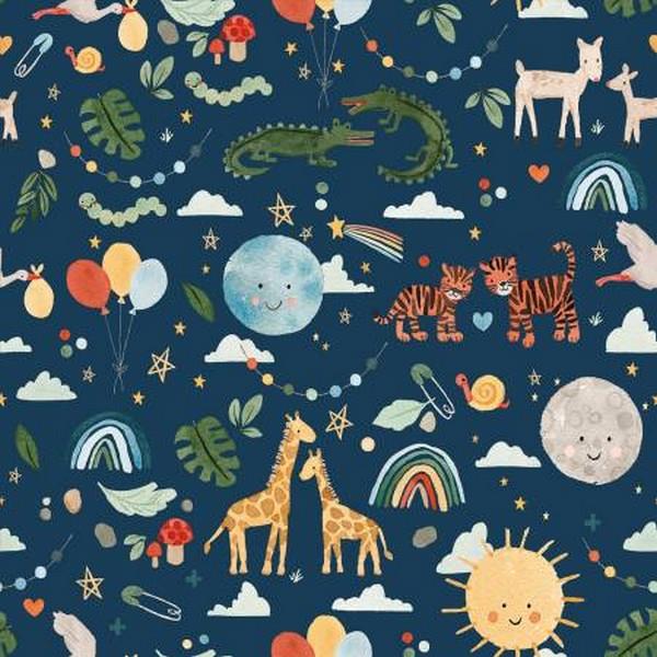 Animals Navy Flannel by Riley Blake Designs available in Canada at The Quilt Store