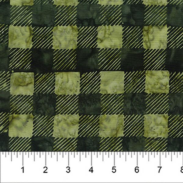 Bear Paw Plaid Green & Black by Banyan Batik available in Canada at The Quilt Store