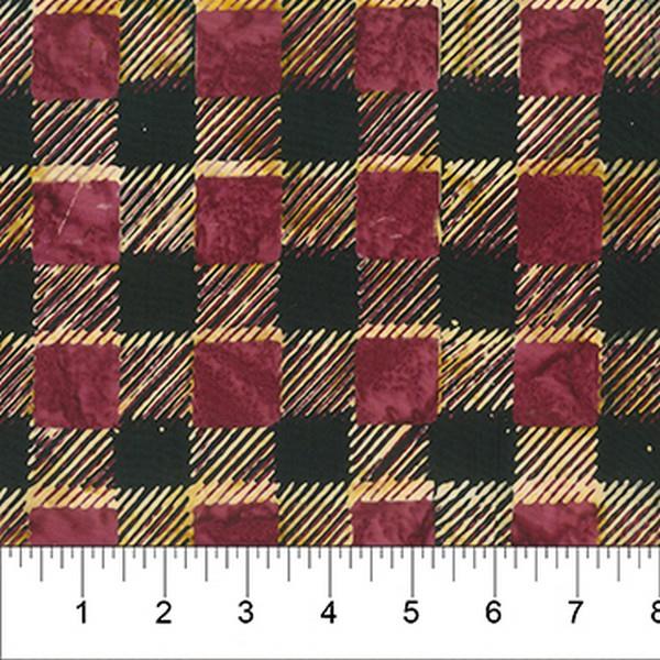 Bear Paw Plaid Red, Black & Cream by Banyan Batik available in Canada at The Quilt Store