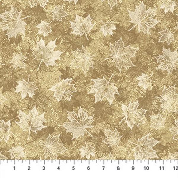 Oh Canada! 10th Anniversary Large Leaves Beige by Deborah Edwards & Linda Ludovico for Northcott Studios available in Canada at The Quilt Store