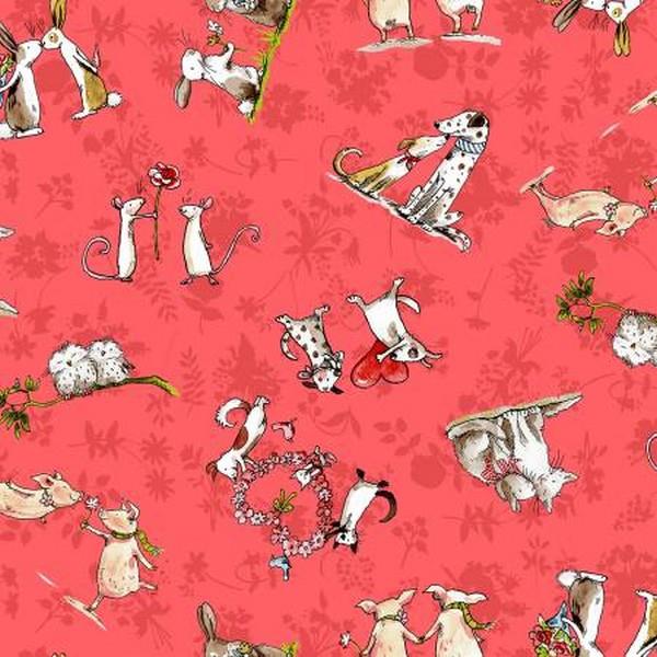 From The Heart Dark Coral by Anita Jeram for Clothworks available in Canada at The Quilt Store