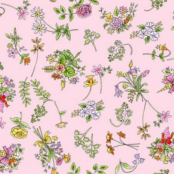 From The Heart Pink Floral by Anita Jeram for Clothworks available in Canada at The Quilt Store