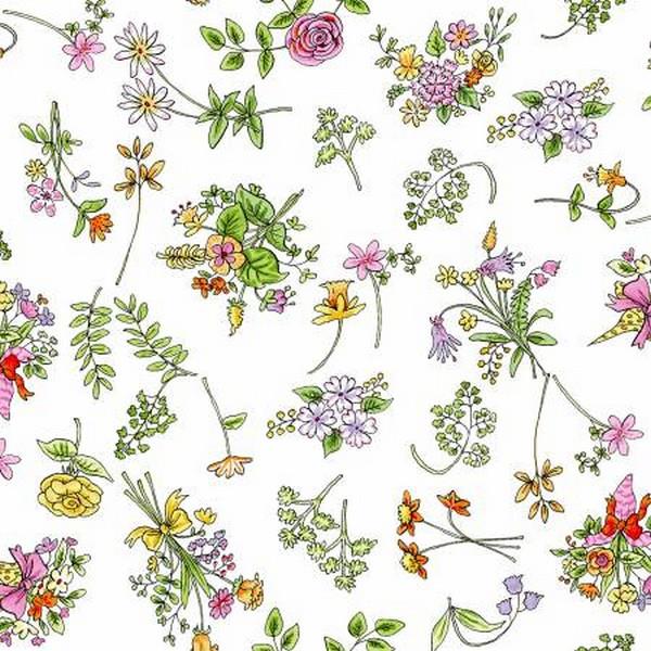 From The Heart White Floral by Anita Jeram for Clothworks available in Canada at The Quilt Store