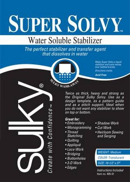 Sulky Super Solvy Water Soluble Stabilizer available in Canada at The Quilt Store