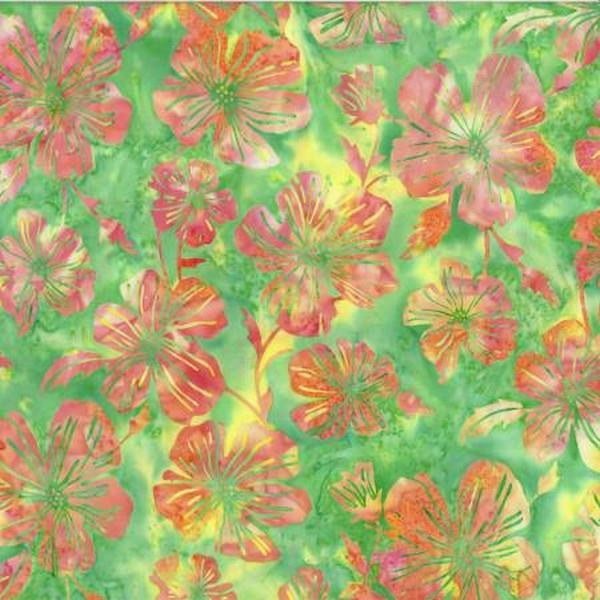 Hibiscus Floral Batik Batik by Hoffman International Fabrics available in Canada at The Quilt Store