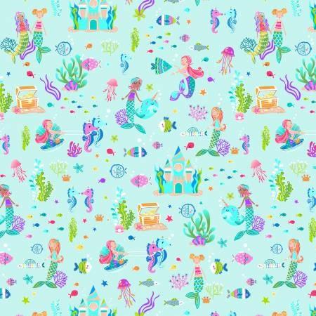 Mystical Mermaids Party by Kanvas Studio for Benartex available in Canada at The Quilt Store