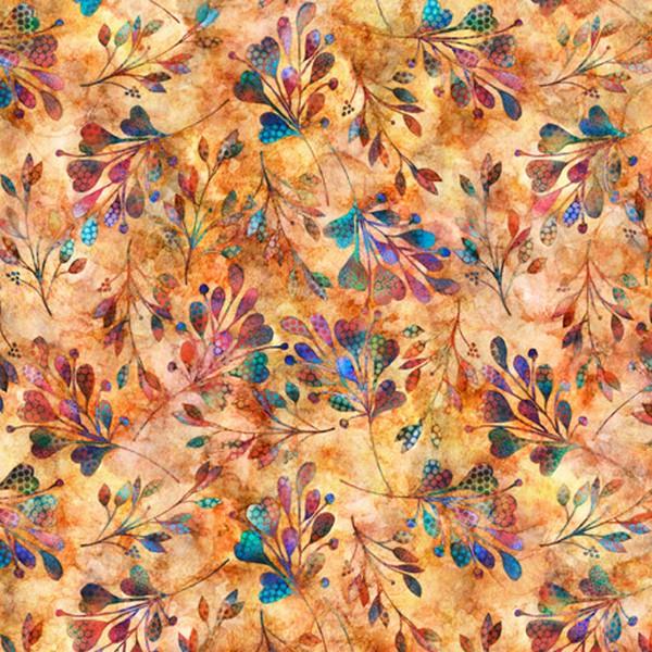 Periwinkle Leaf Spray Orange by QT Fabrics available in Canada at The Quilt Store