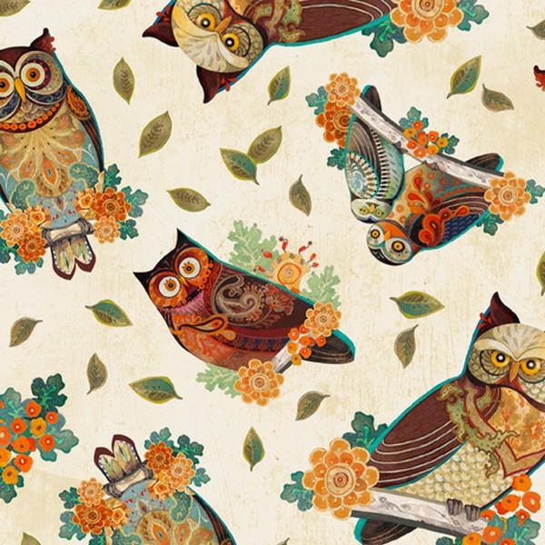 Owl Arabesque by David Galchutt for QT Fabrics available in Canada at The Quilt Store