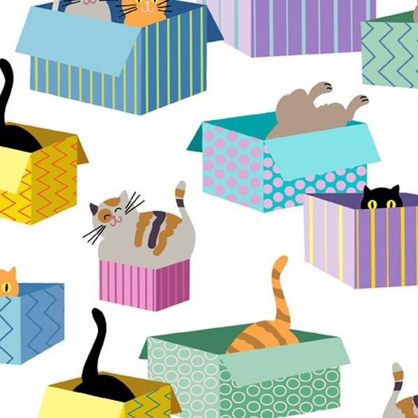 Cat in the Box by Amanda Todaro for QT Fabrics available in Canada at The Quilt Store
