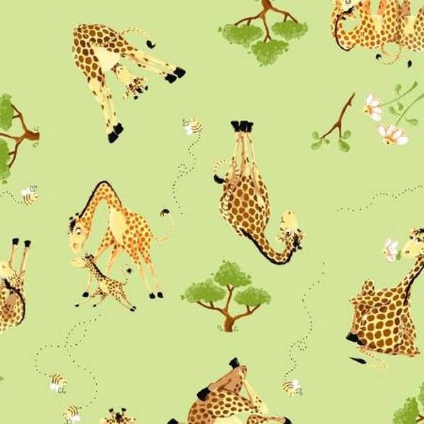 Zoe Giraffe Green by Susybee available in Canada at The Quilt Store