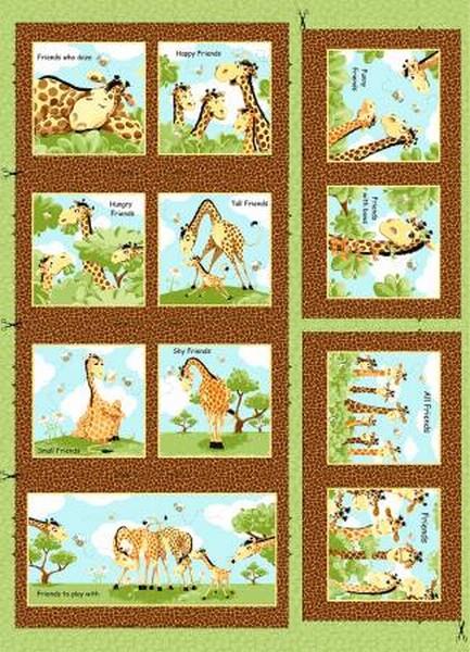 Zoe Giraffe Book Panel by Susybee available in Canada at The Quilt Store
