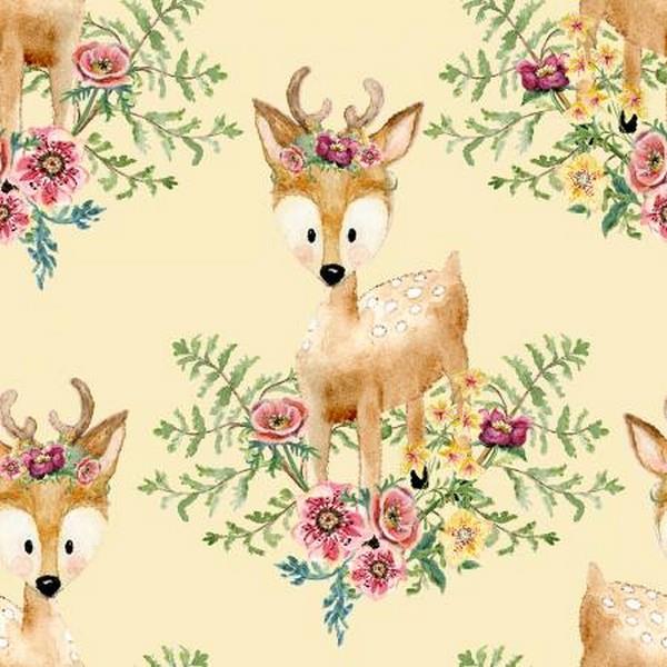 Forest Friends Yellow Deer by 3 Wishes Fabrics available in Canada at The Quilt Store