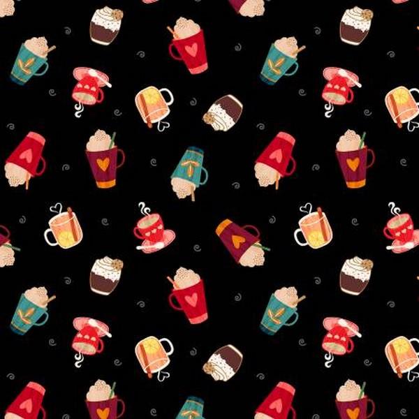 Cozy Drinks by Kanvas Studios for Benartex Fabrics available in Canada at The Quilt Store