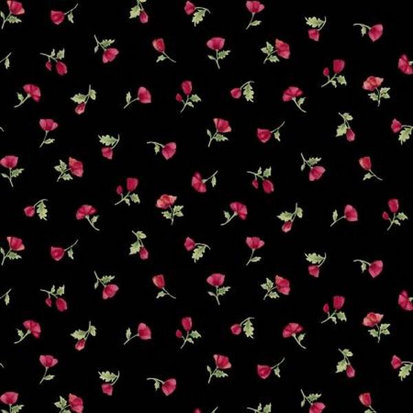 Amazing Poppies Mini Bud Black by Ann Lauer for Benartex Fabrics available in Canada at The Quilt Store