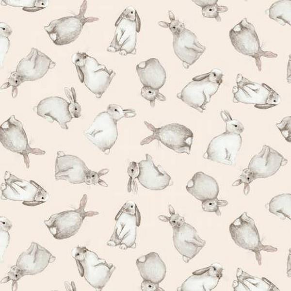 You Are Loved Pale Pink Bunnies by Dawn Rosengren for Henry Glass & Co. available in Canada at The Quilt Store
