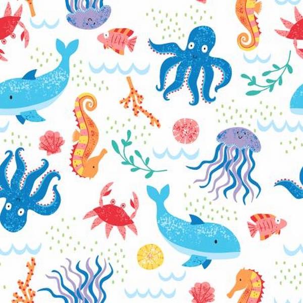Seas the Day Sea Creatures by Diane Eichler for Studio e Fabrics available in Canada at The Quilt Store