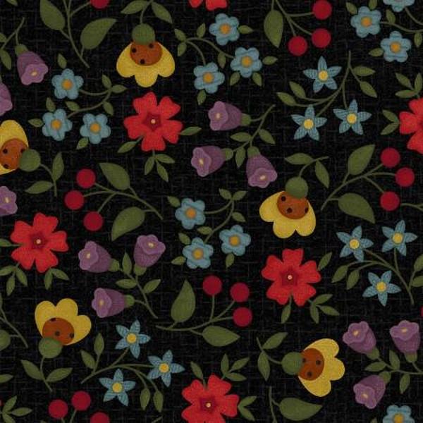 Bonnie Butterflies Black Floral Flannel by Bonnie Sullivan for Maywood Studio available in Canada at The Quilt Store