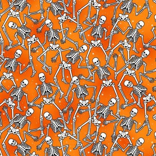 Halloween Spirit Skeleton Crew Glow in the dark by Kanvas Studio for Benartex available in Canada at The Quilt Store