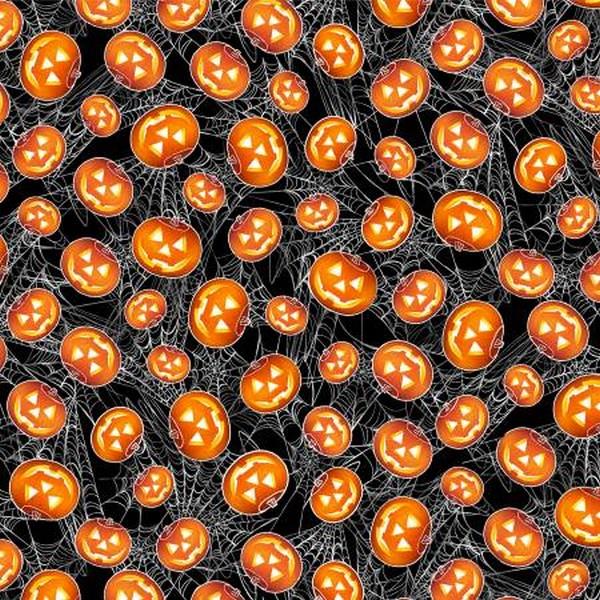 Halloween Spirit Jack-O-Lantern Glow in the dark by Kanvas Studio for Benartex available in Canada at The Quilt Store