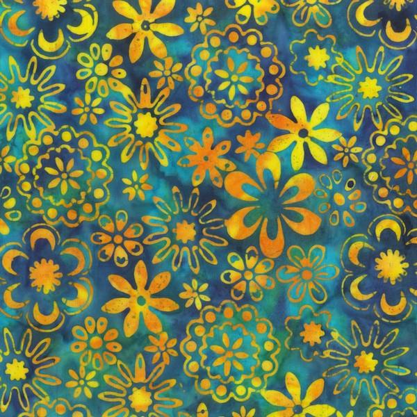 Peacock Floral Batik by Jacqueline de Jonge for Anthology Fabrics available in Canada at The Quilt Store