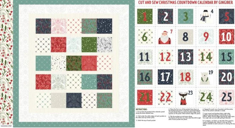 Merrymaking Advent Panel by Gingiber for Moda available in Canada at The Quilt Store