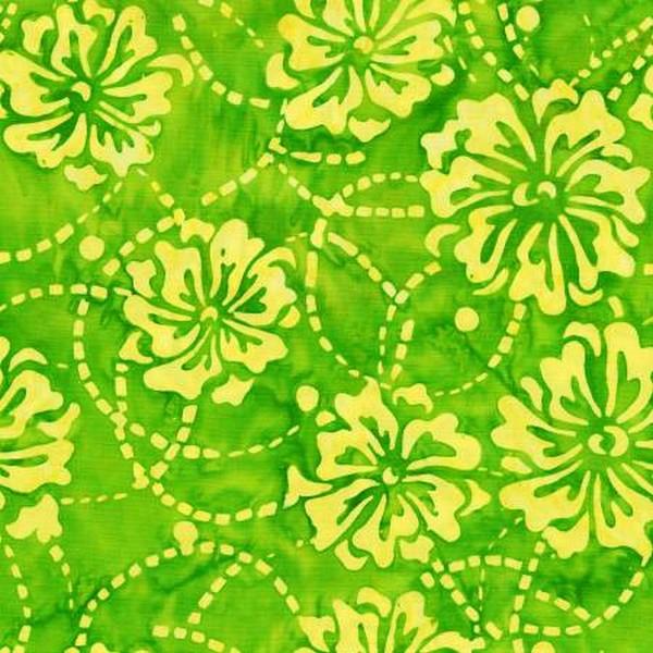 Seaglass Hibiscus Green Batik by Anthology Fabrics available in Canada at The Quilt Store