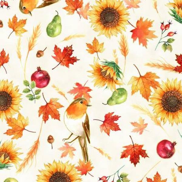Fall for Autumn Sunflowers & Leaves by Hoffman International Fabrics available in Canada at The Quilt Store