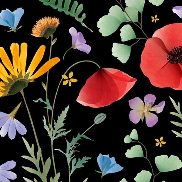 Wildflowers Black by Turnowsky for QT Fabrics available in Canada at The Quilt Store