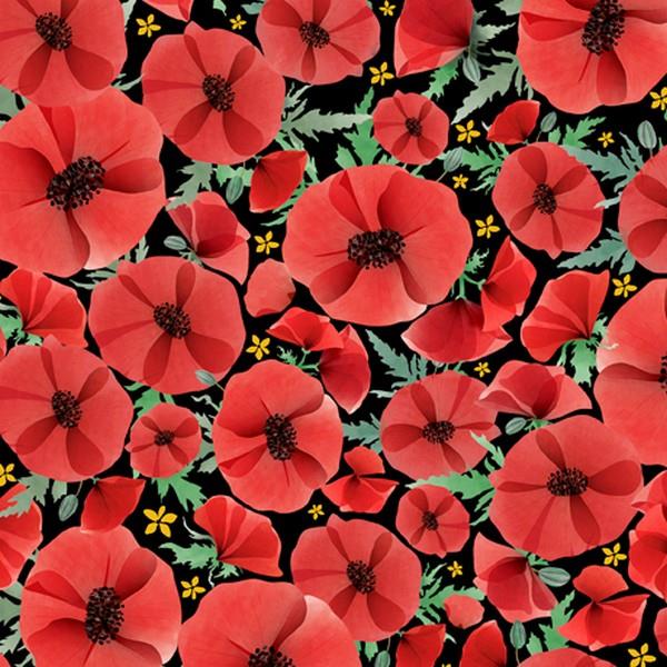 Wildflowers Black Poppies by Turnowsky for QT Fabrics available in Canada at The Quilt Store
