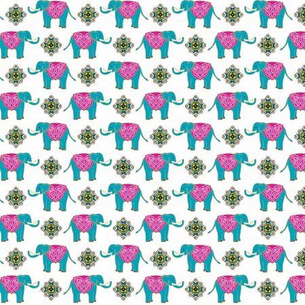 Elephant Wonder Small White Elephants by Benartex available in Canada at The Quilt Store