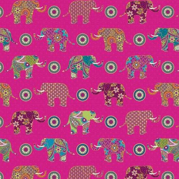 Elephant Wonder Fuscia Elephants by Benartex available in Canada at The Quilt Store