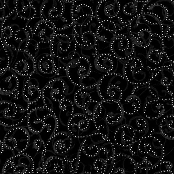Dotty Scroll Black & Silver by Hoffman International Fabrics available in Canada at The Quilt Store