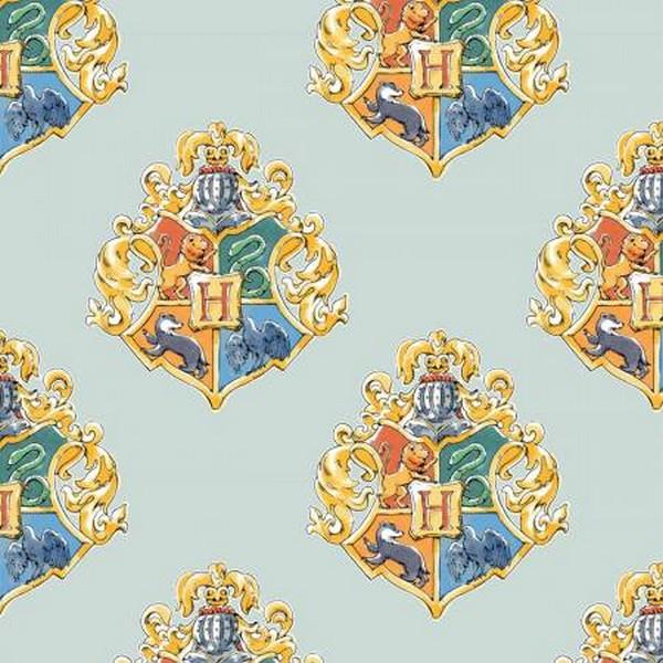 Harry Potter Crests Watercolour Light Blue by Camelot Fabrics available in Canada at The Quilt Store