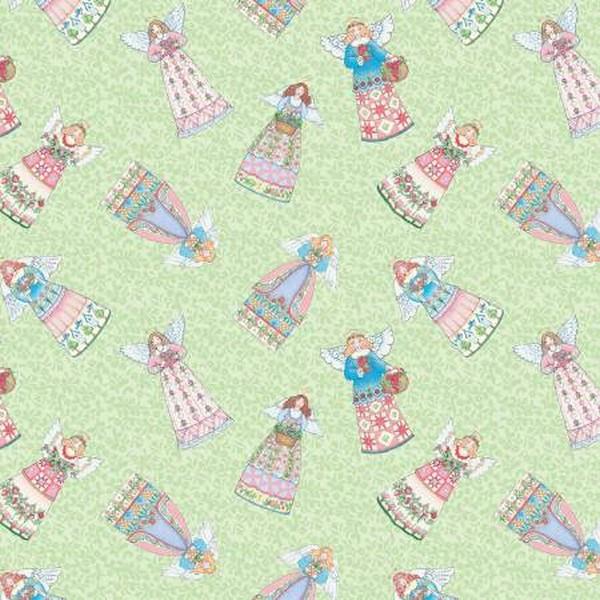 Garden Angels Green by Jim Shore for Benartex available in Canada at The Quilt Store