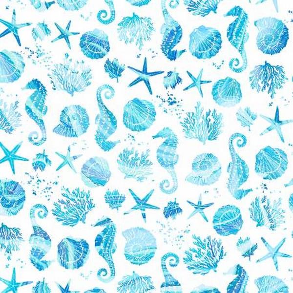 Coastal Living Seahorses & Shells by P& B Textiles available in Canada at The Quilt Store