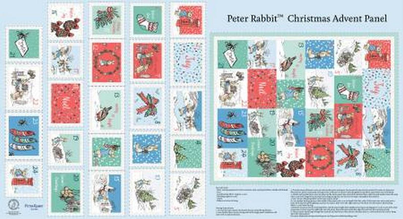 Peter Rabbit Christmas Advent Calendar Panel by The Craft Cotton Company available in Canada at The Quilt Store