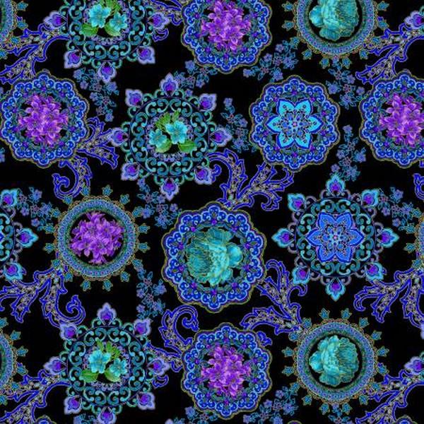 Opulent Medallion Blue by Michael Miller available in Canada at The Quilt Store