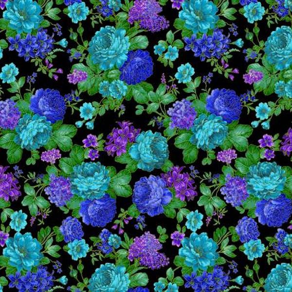 Opulent Bouquet Blue by Michael Miller available in Canada at The Quilt Store