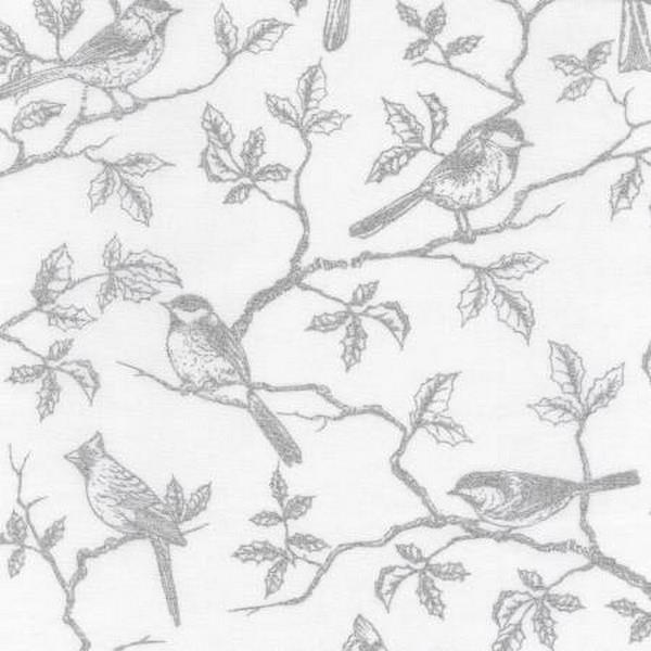 Holiday Flourish 15 Ivory & Silver Birds by Robert Kaufman available in Canada at The Quilt Store