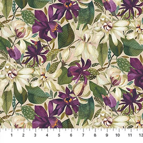 Avalon Packed Floral Beige by Sumit Gil for Northcott available in Canada at The Quilt Store