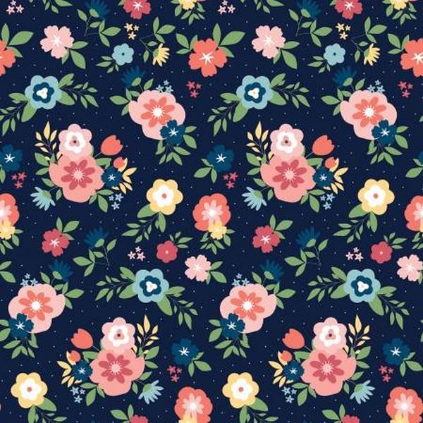 Sew Much Fun Navy Floral by Riley Blake Designs available in Canada at The Quilt Store